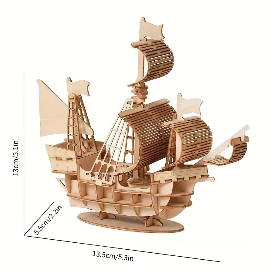 SailCraft 3D DIY-træsejlbådspuslespilmodel – Dekorationssæt til hjemmet og kontoret