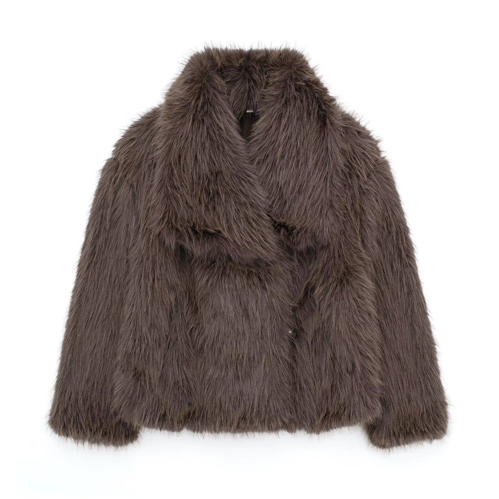 Corrine - Oversized imiteret pelsjakke med bred krave