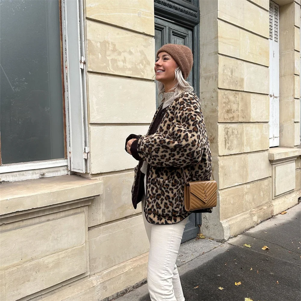 Adeline - Leopardprint fleecejakke til kvinder