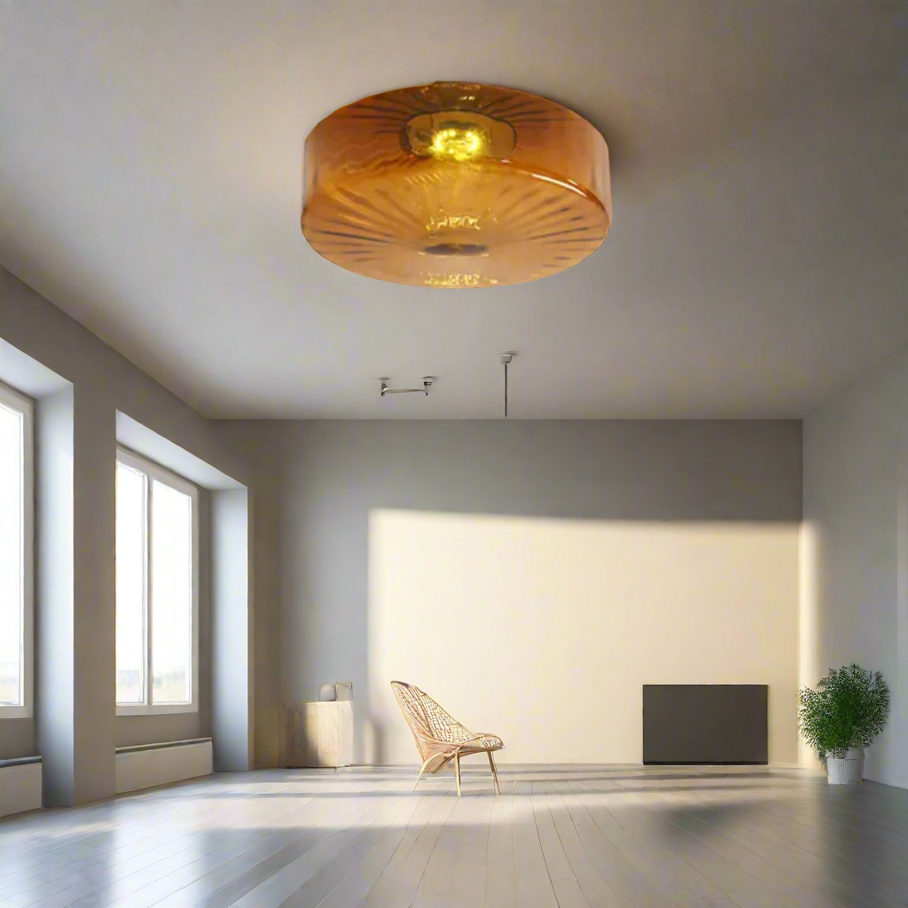 GlowSphere - Tekstureret ravfarvet glas flush-mount loftslampe