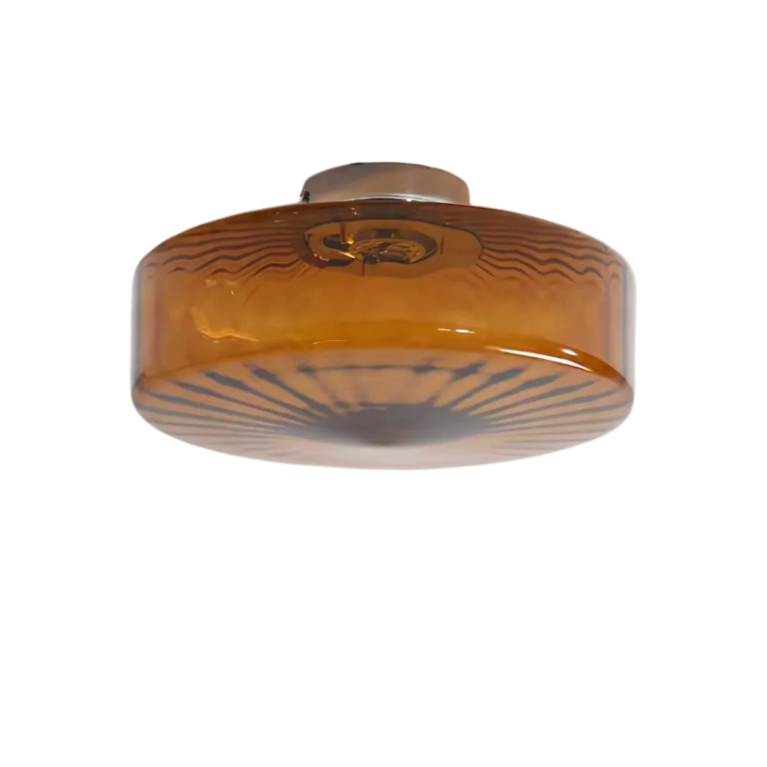 GlowSphere - Tekstureret ravfarvet glas flush-mount loftslampe
