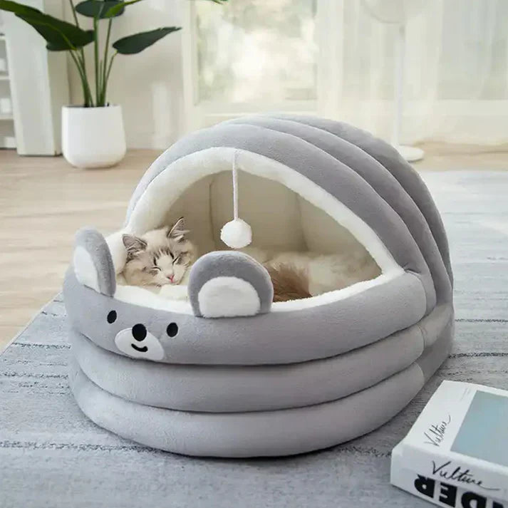 CozyCave - Kæledyrsseng med hætte til katte og små hunde