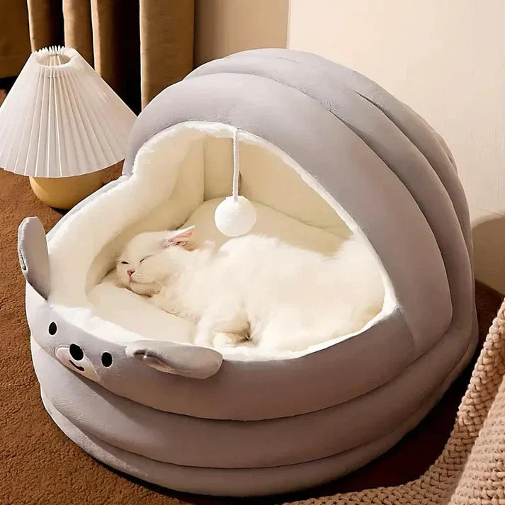 CozyCave - Kæledyrsseng med hætte til katte og små hunde