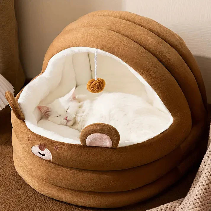 CozyCave - Kæledyrsseng med hætte til katte og små hunde