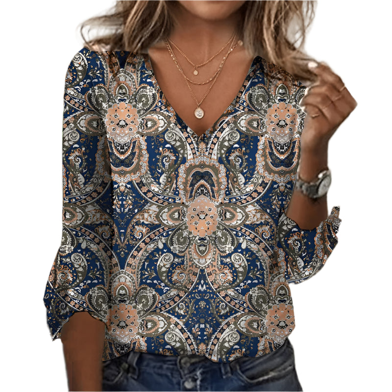 Kodaline - Damebluse med print og boheme-elegance