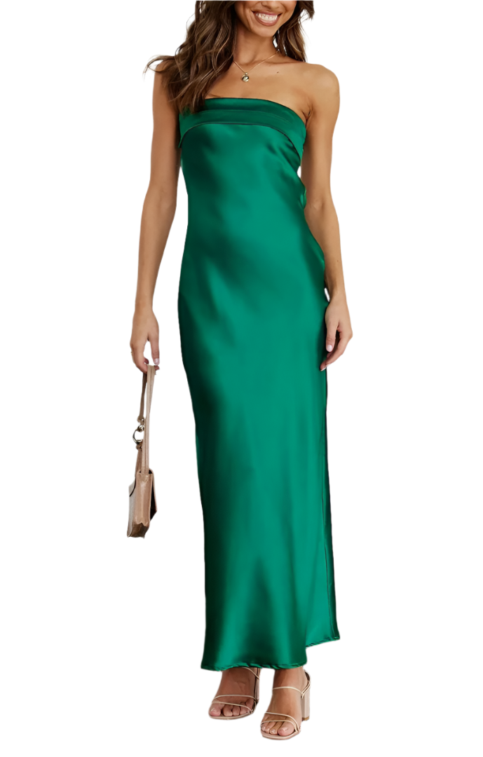 Ophelia - Elegant stropløs slip maxikjole
