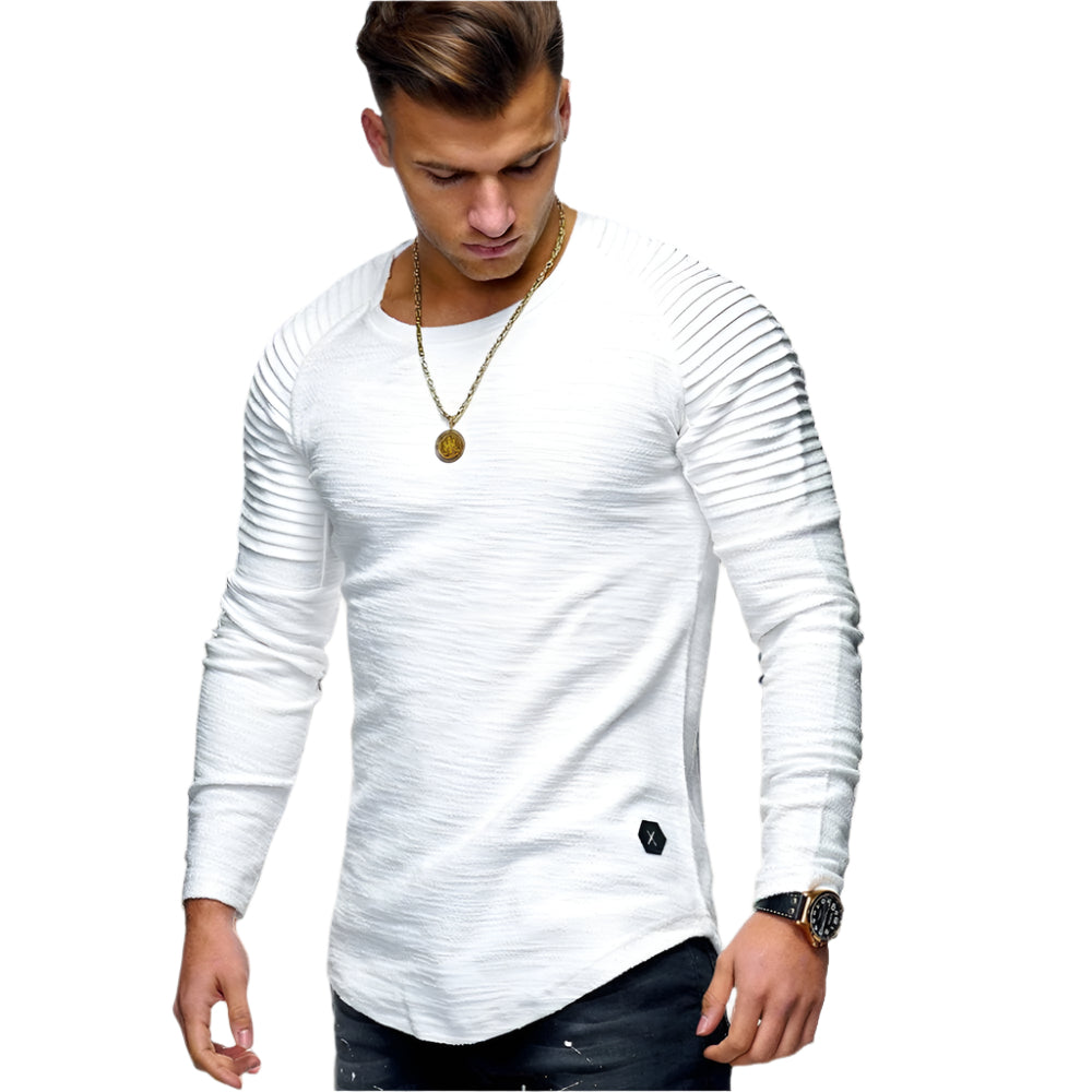 Jake - Plisseret raglan sweatshirt til mænd med buet kant