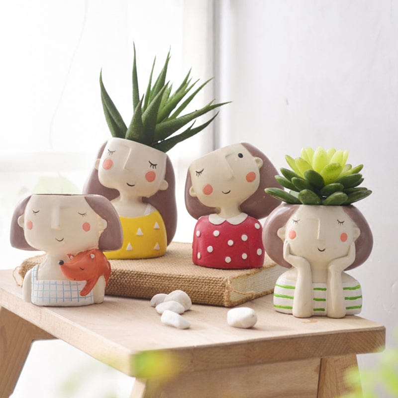 UrbanSprout Mini Resin Planter Sæt – Legesyg Sukkulentpotter