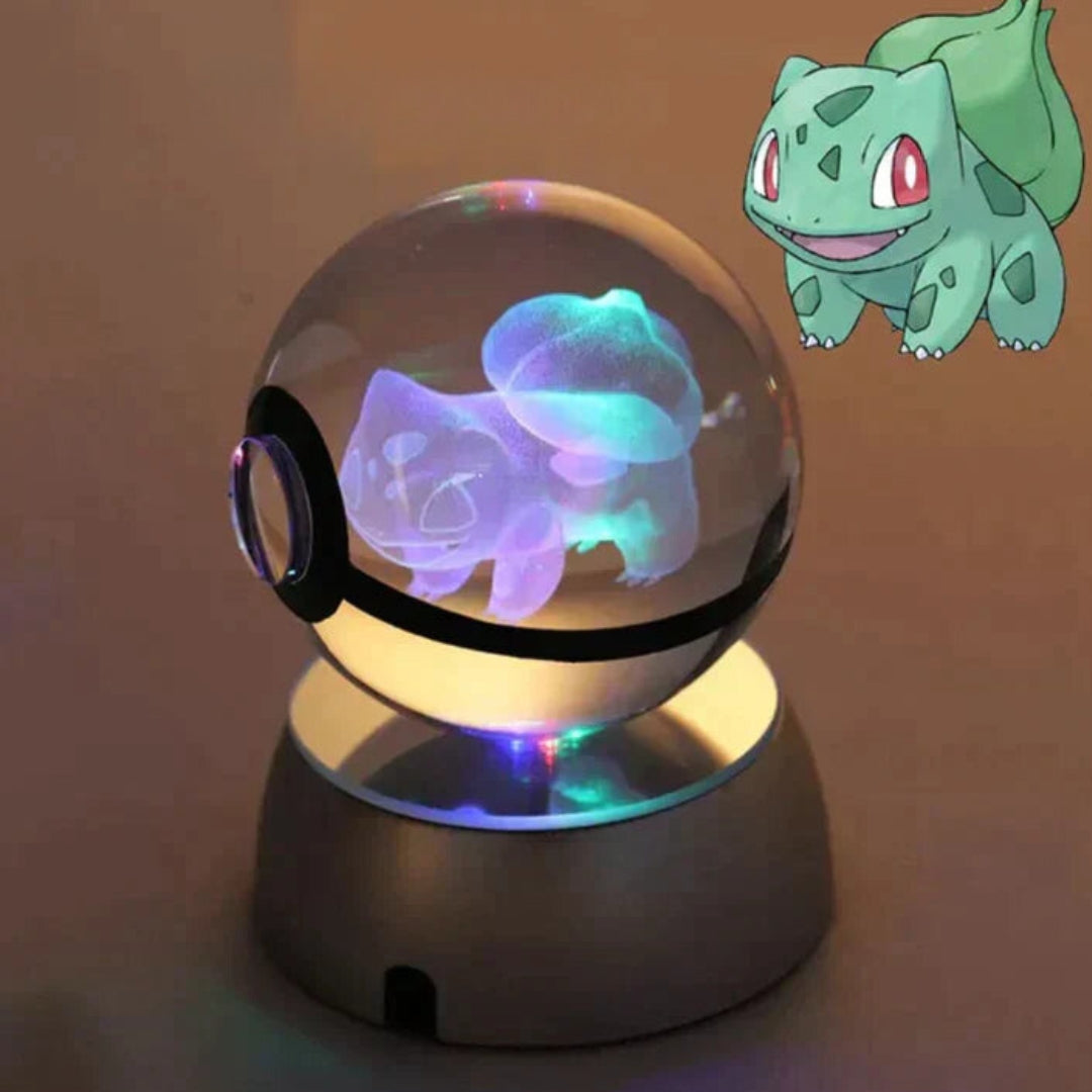 PokéGlow - Krystalkugle Ikoniske Pokémon Figurer LED Lampe