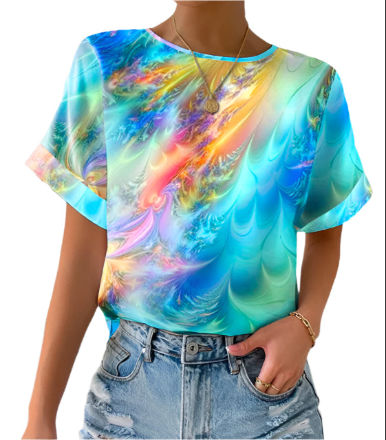Madeline - Abstrakt tie-dye bluse til kvinder