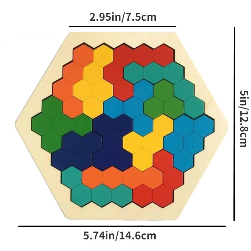 HexaFun 3D sekskantet træpuslespil – Pædagogisk STEM-legetøj til børn