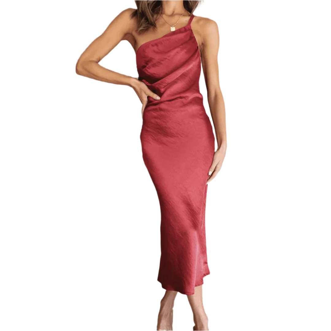 Marie - Luksuriøs Satin Midi-kjole med én skulder