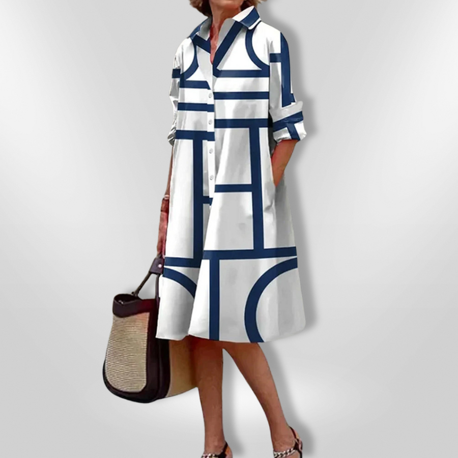 Sofie Everyday Pocketed Midi-kjole – Afslappet pasform med knapper foran