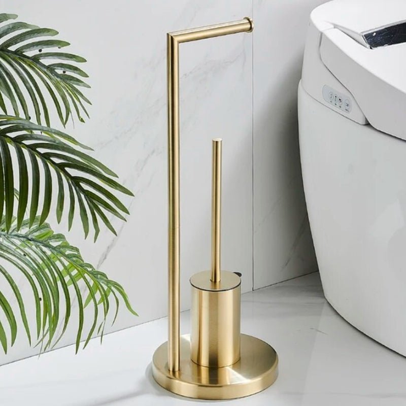 CleanStand Fritstående Toiletpapirholder med Køkkenbørste