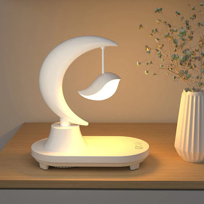 LunaTune – Trådløs Moonlight Bordlampe med Bluetooth-højttaler og Opladningsfunktion