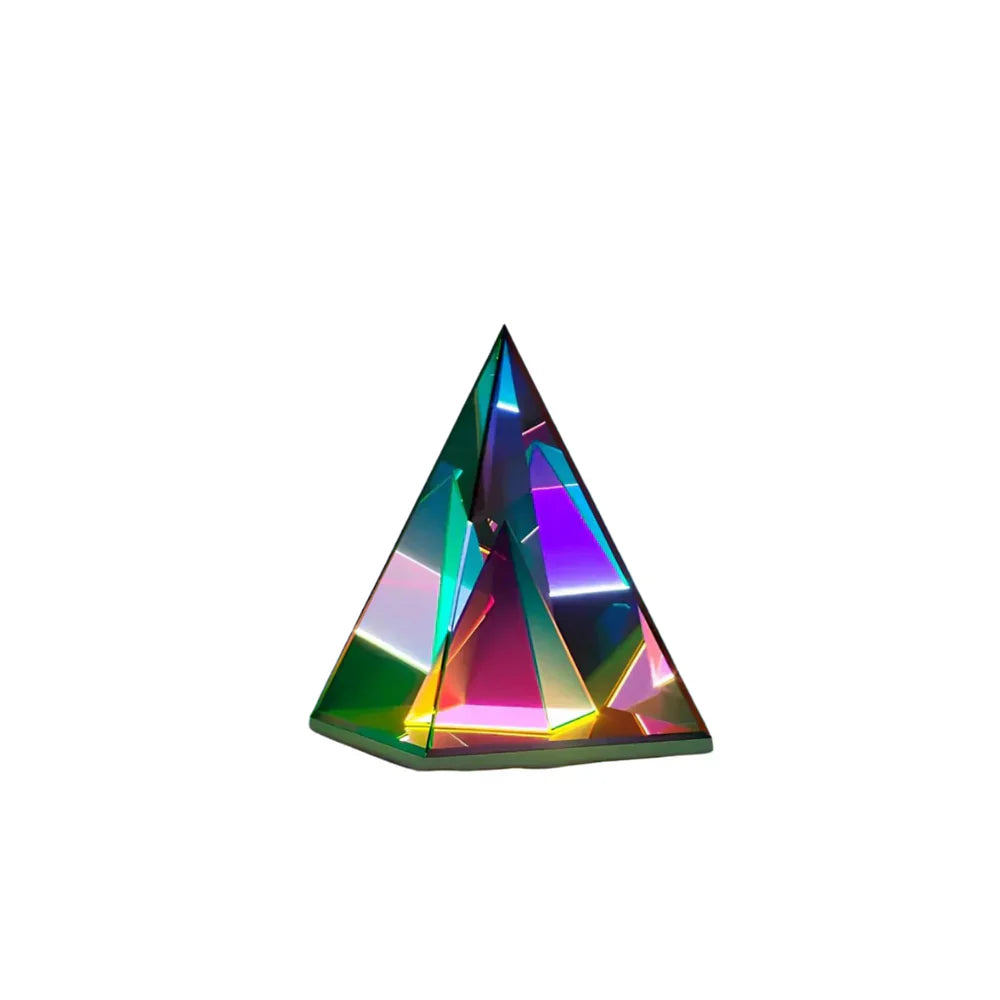 LumiPyramid - Pyramidelampe med iriserende farver, der ændrer sig