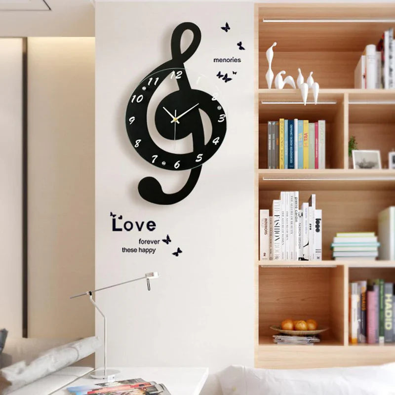 MelodyTime Artistic Wall Clock – Musikalsk G-nøgledesign til moderne interiør