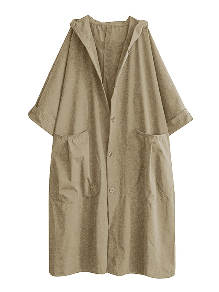 Sofie Let Trenchcoat med Hætte og Knaplukning til Dame