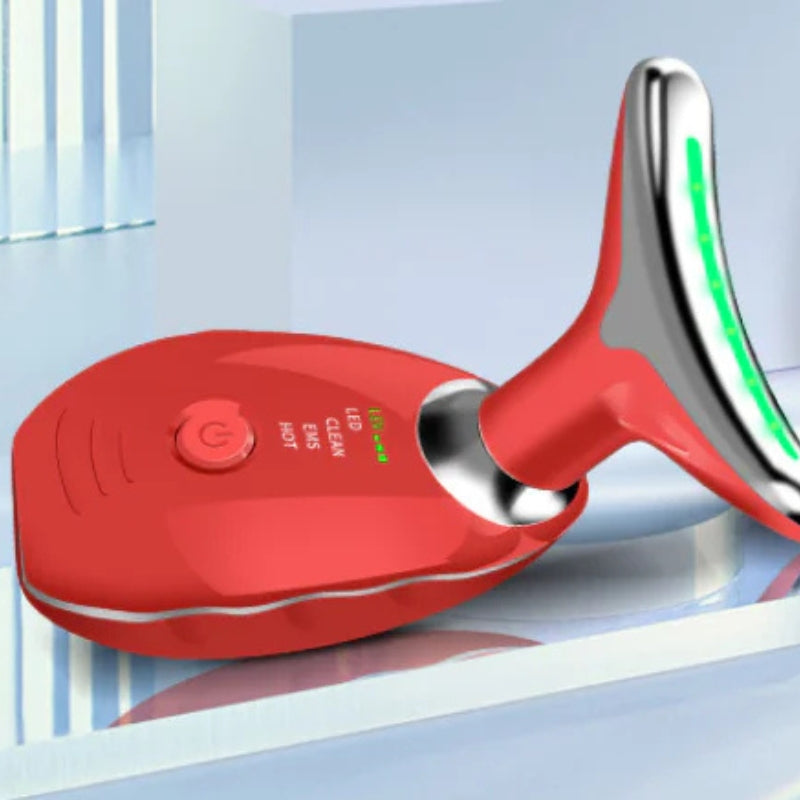 GlowLift – Anti-rynke ansigtsløftningsmassageapparat med LED-lysterapi til ansigt og hals