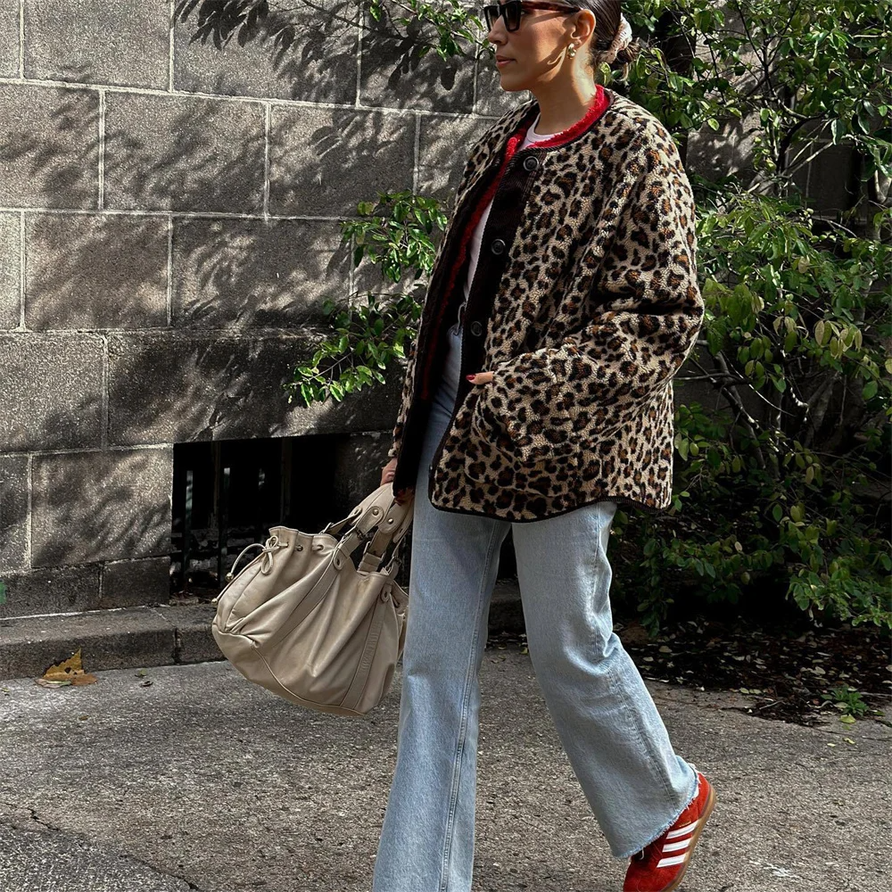 Adeline - Leopardprint fleecejakke til kvinder