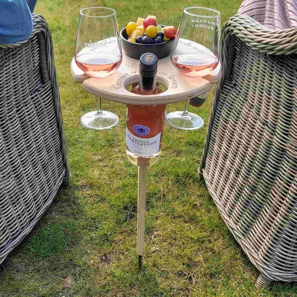 Terraliv Udendørs Drikkeholder – Bærbart Picnicbord til Flasker og Glas