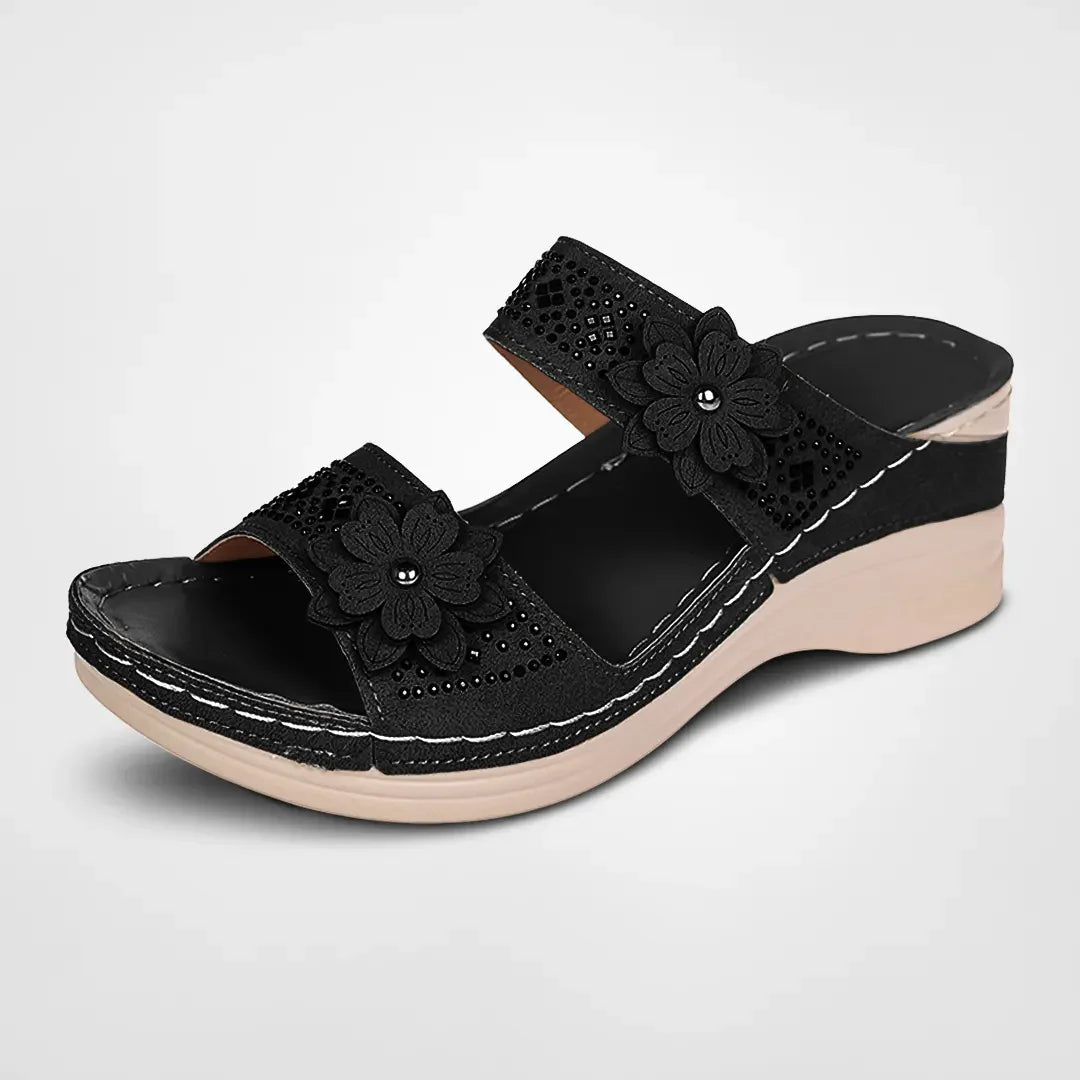 SunnySteps - Vintage sandaler med sommerblomstdetaljer
