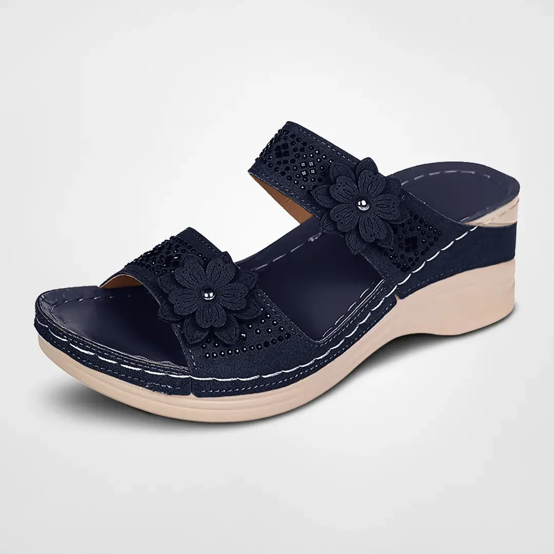 SunnySteps - Vintage sandaler med sommerblomstdetaljer