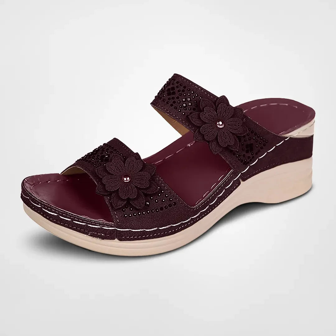 SunnySteps - Vintage sandaler med sommerblomstdetaljer