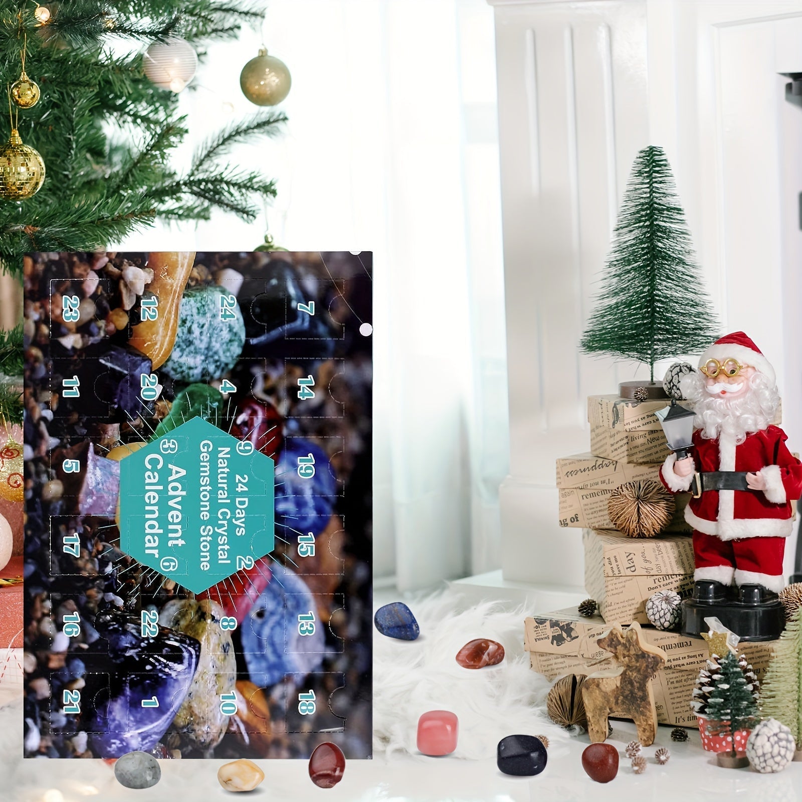 1 Stk. Jule-Ædelstens-Adventskalender, 24 Naturkrystaller