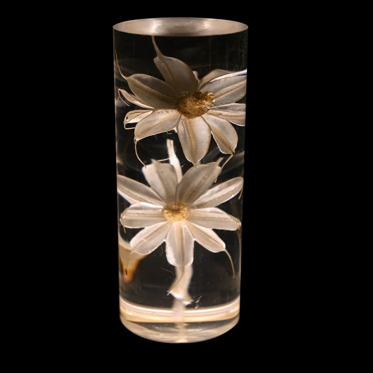 FloraGlow - LED bordlampe med blomsterfyldt klar cylinderfod