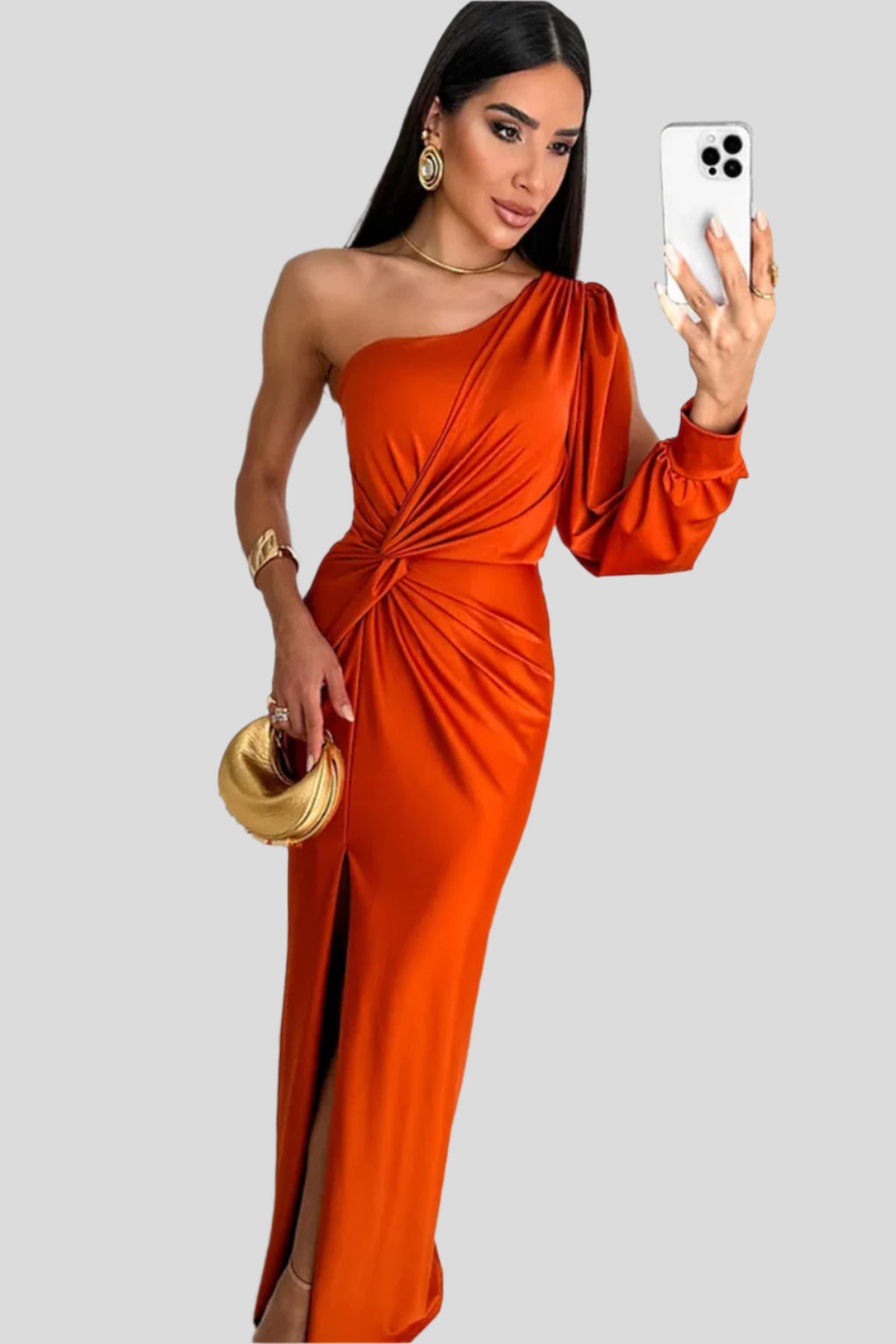 Amelia One-Shoulder Satinkjole – Elegant Asymmetrisk Aftenkjole