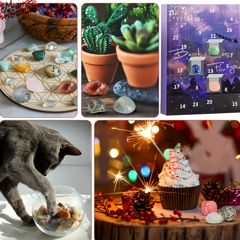 1 Stk. Jule-Ædelstens-Adventskalender, 24 Naturkrystaller