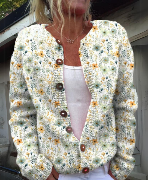 Zinnia - Stilfuld blomstret jakke med knapper