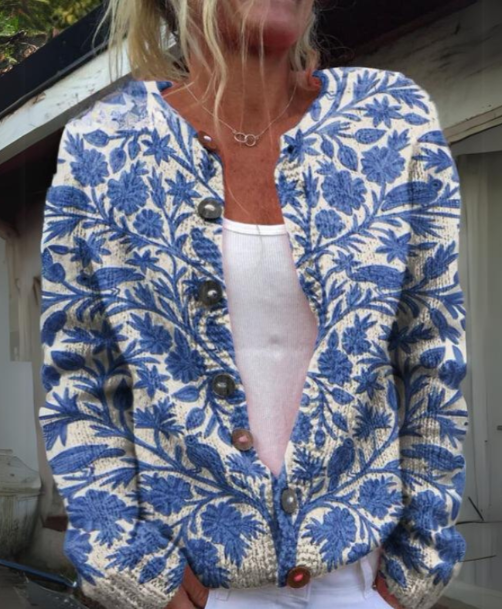 Zinnia - Stilfuld blomstret jakke med knapper