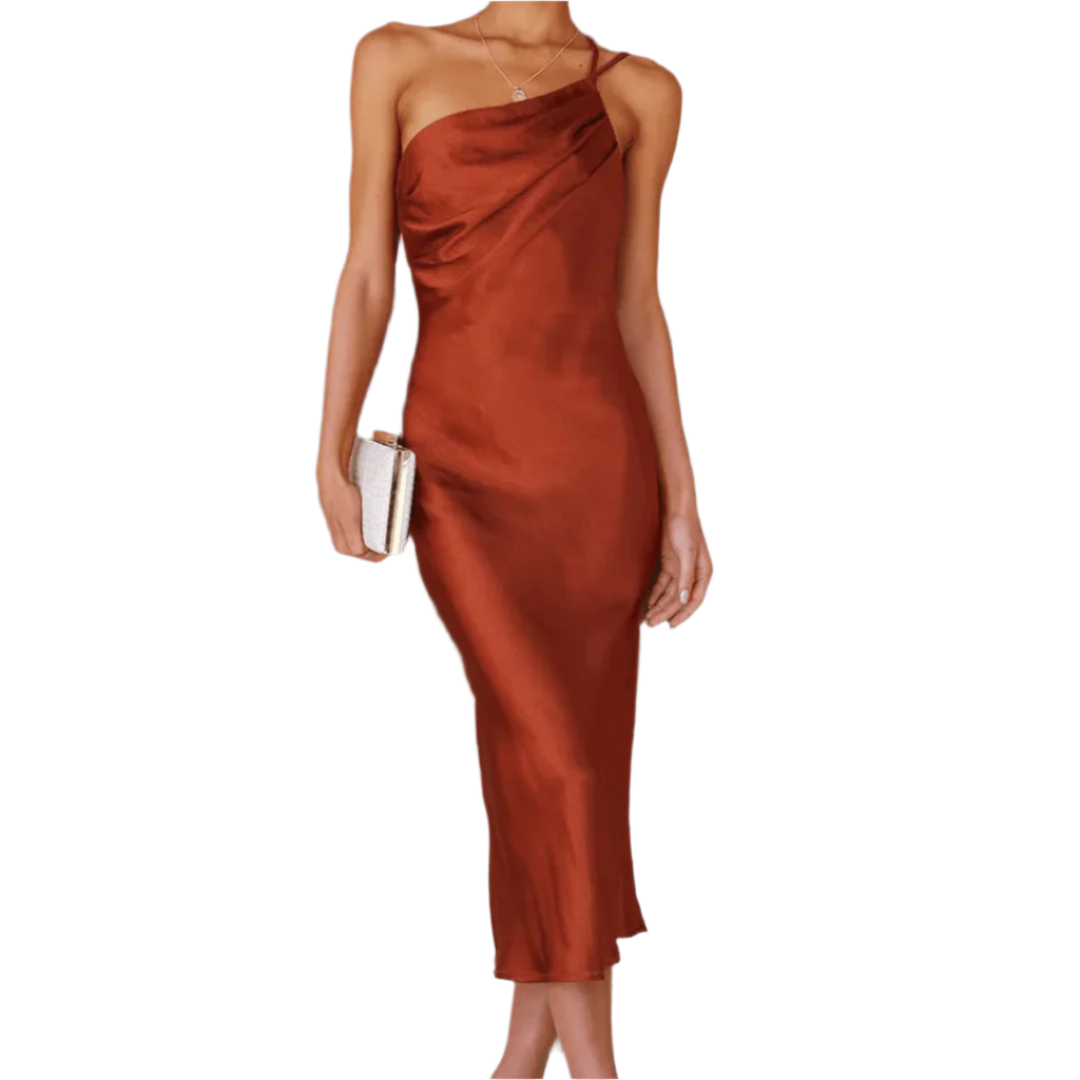 Marie - Luksuriøs Satin Midi-kjole med én skulder