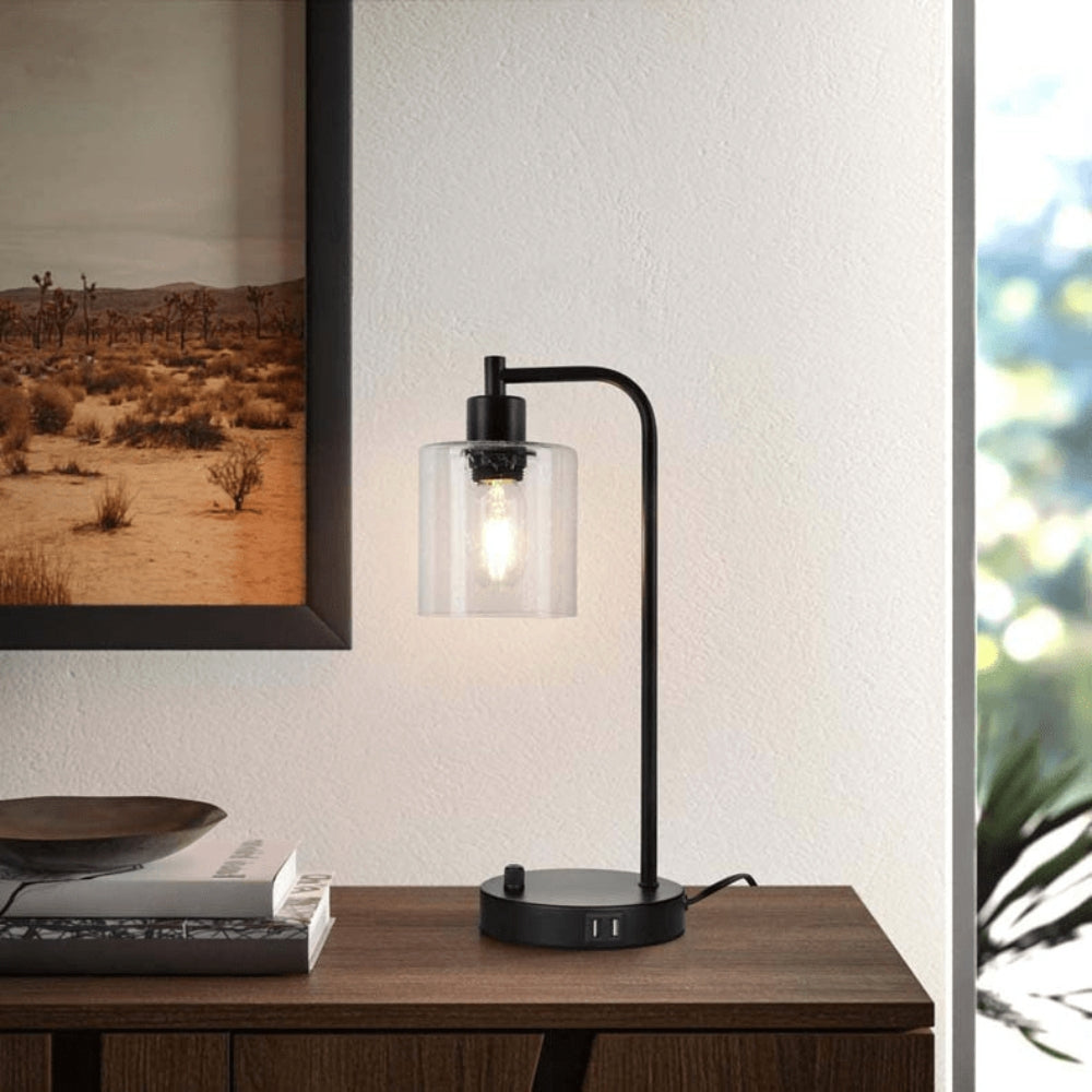 ClarityCharge LED-skrivebordslampe – Moderne glasskærm