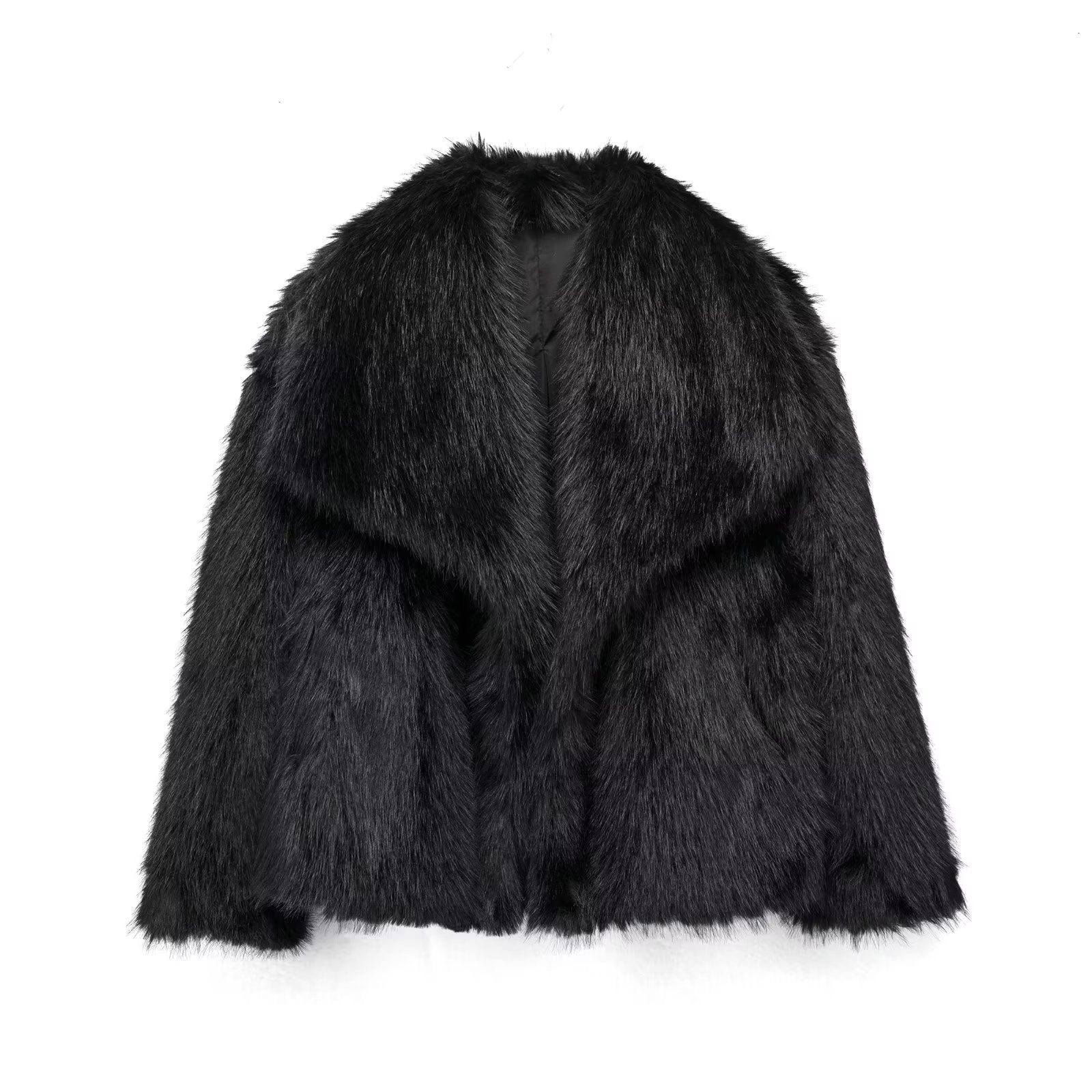 Corrine - Oversized imiteret pelsjakke med bred krave