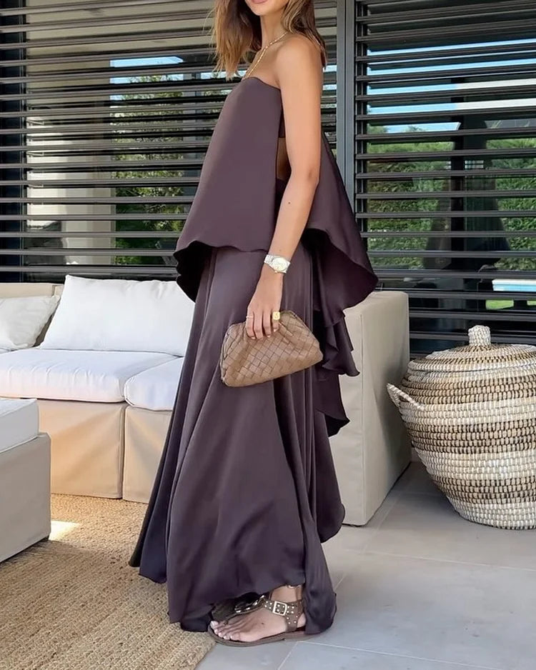Delia - Asymmetrisk draperet og elegant kappe kjole