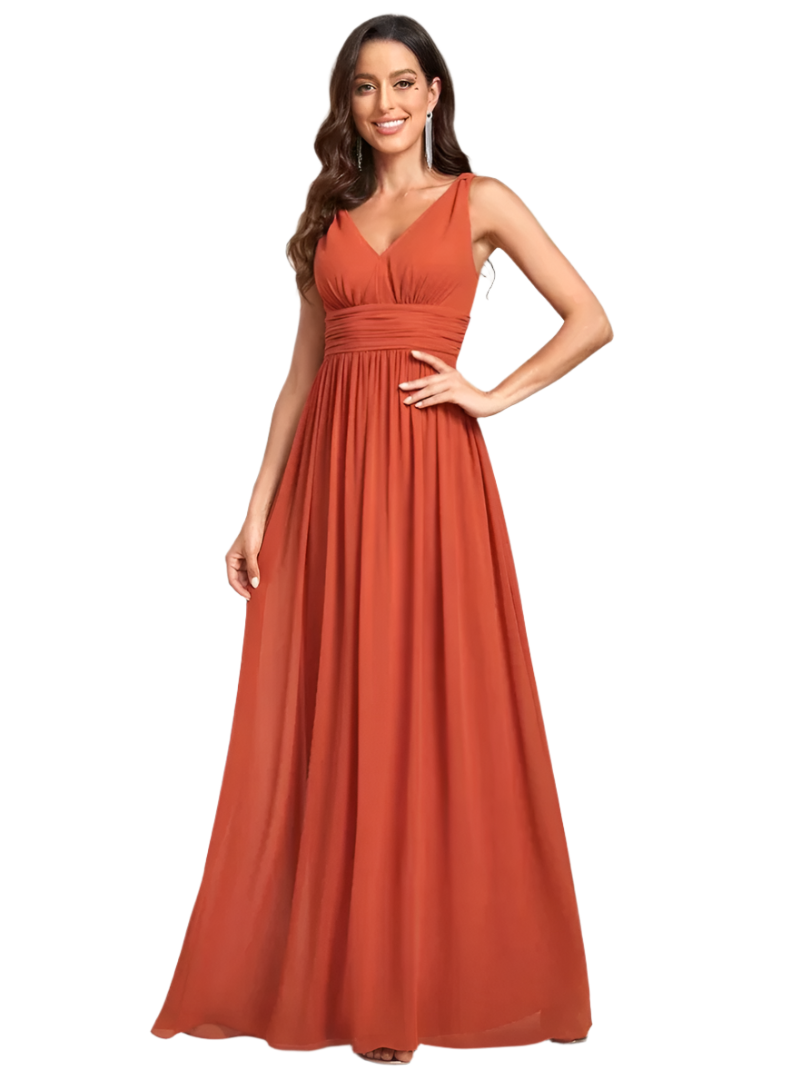 Gisele - Elegant V-hals A-formet lang maxikjole