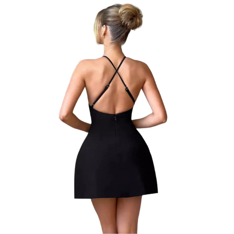 Zarella Justerbar Halterneck Mini Kjole