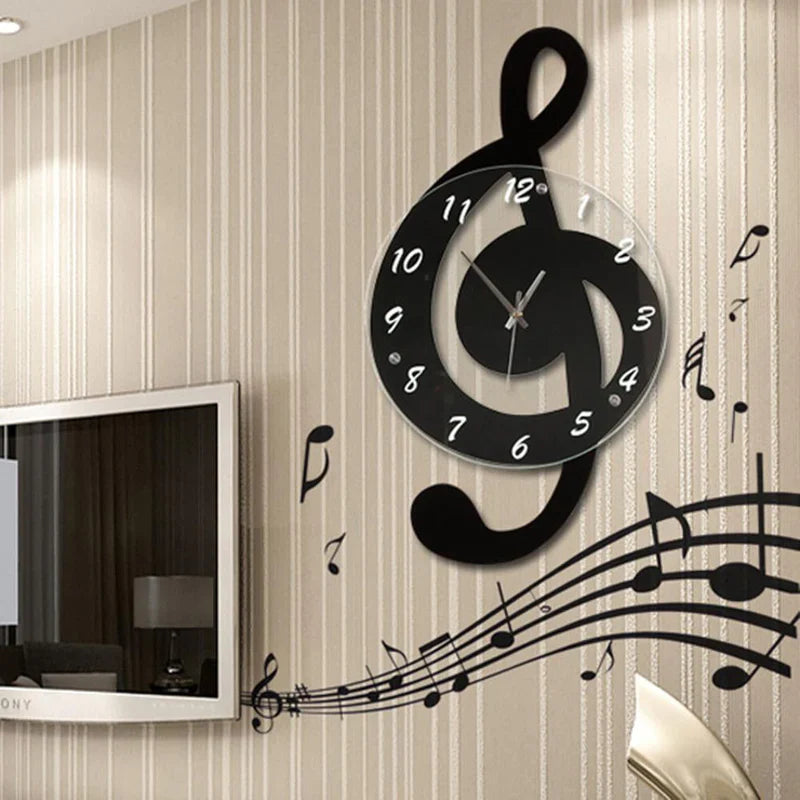 MelodyTime Artistic Wall Clock – Musikalsk G-nøgledesign til moderne interiør