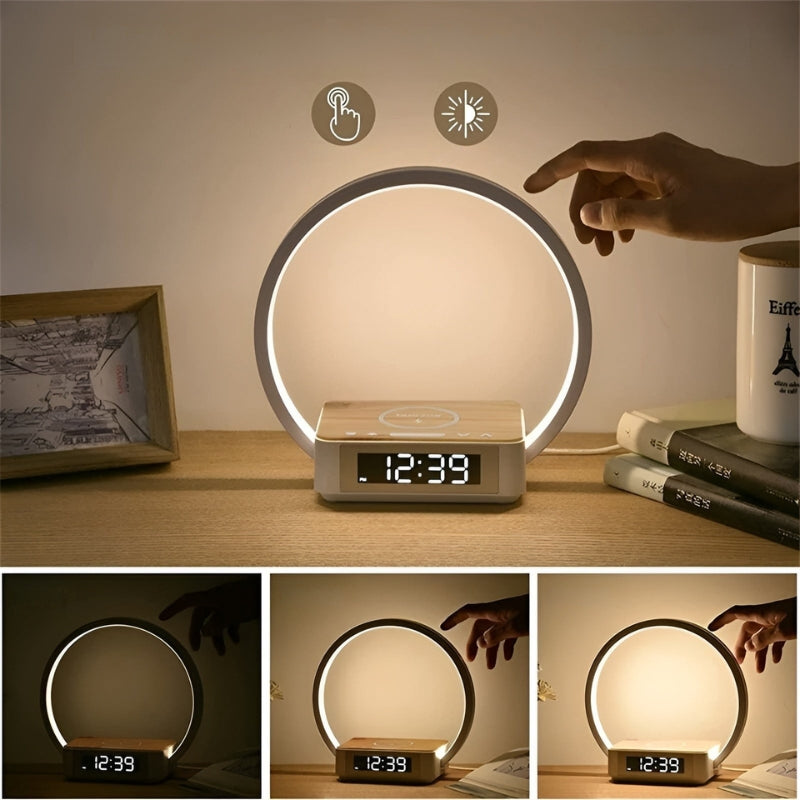LumaDock Smart Bordlampe med Trådløs Opladning og Vækkeur