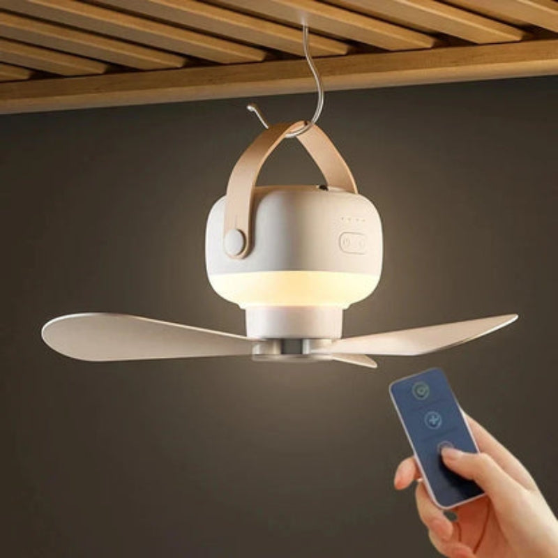 BreezeGlow - Bærbar loftsventilator med LED-lys og Bluetooth-højttaler