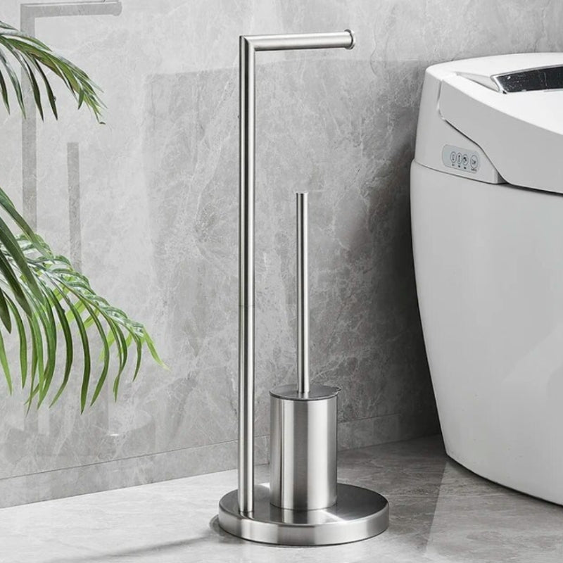 CleanStand Fritstående Toiletpapirholder med Køkkenbørste