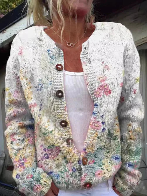 Zinnia - Stilfuld blomstret jakke med knapper