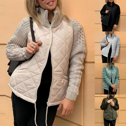 Magda - Patchwork pufferjakke med lynlås