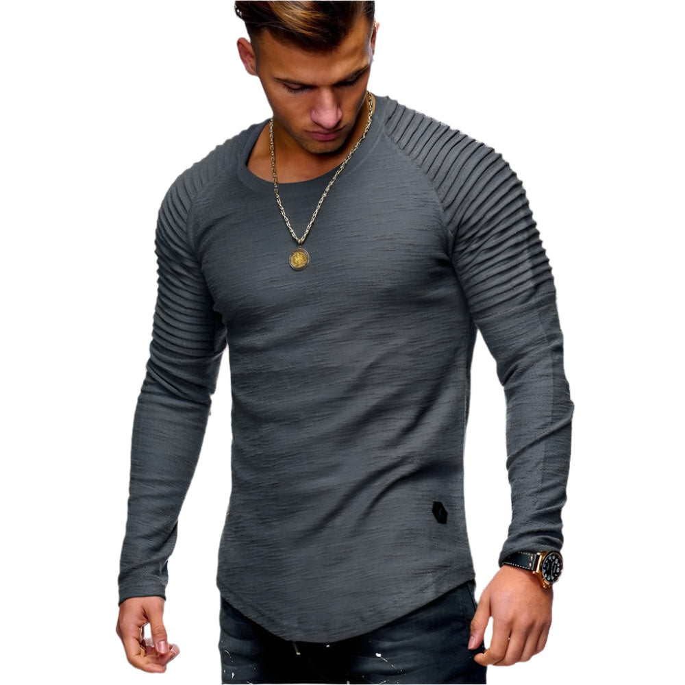 Jake - Plisseret raglan sweatshirt til mænd med buet kant