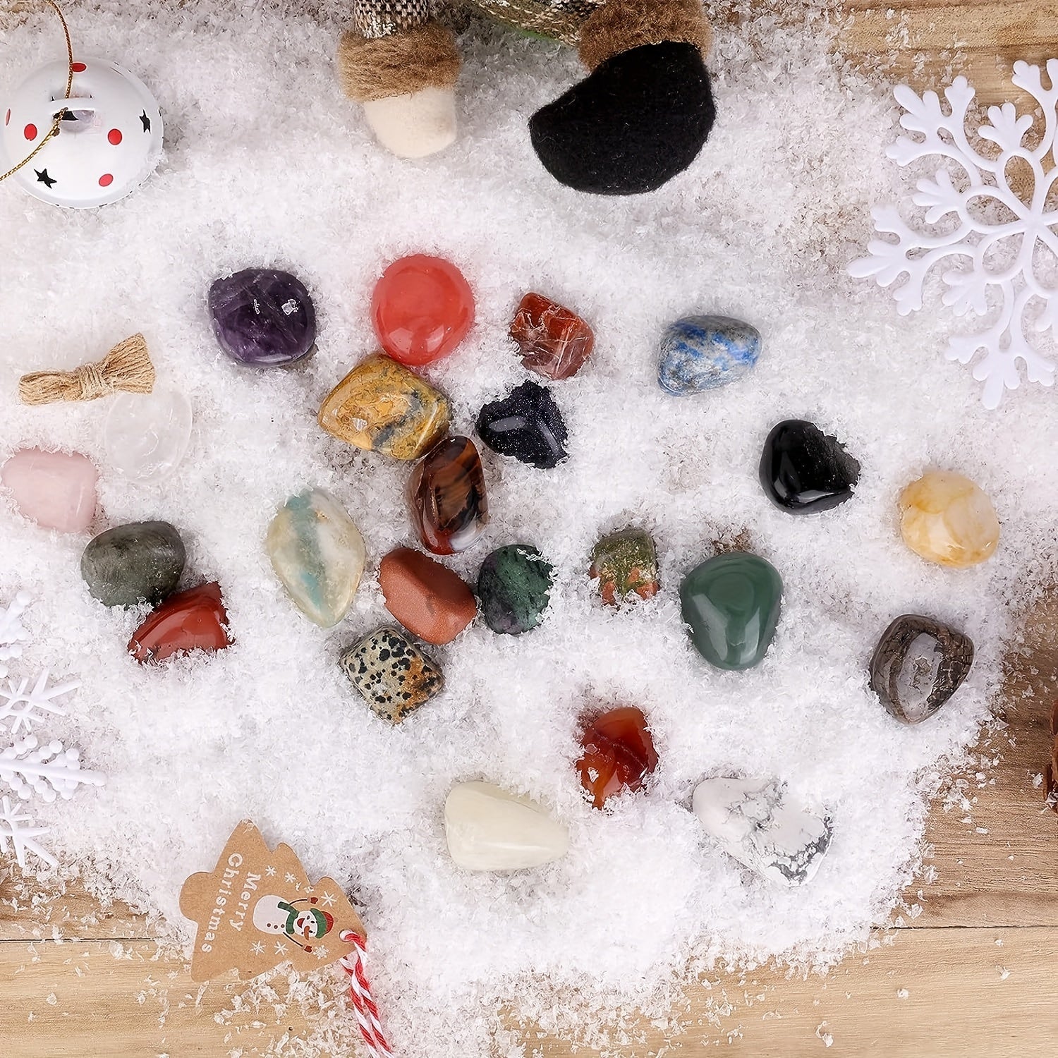 1 Stk. Jule-Ædelstens-Adventskalender, 24 Naturkrystaller