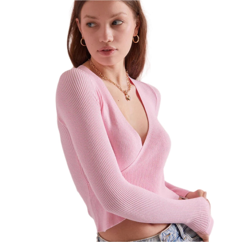 Velira Slim-Fit Wrap Topp med V-hals