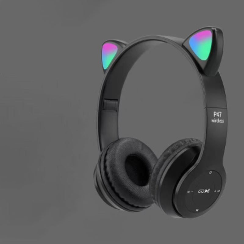 Trådløse LED katteøre hovedtelefoner med Bluetooth og indbygget mikrofonkontrol